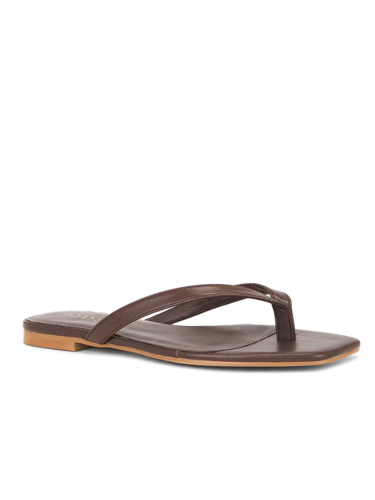 Raye Grainger Flip Flop In Dark Chocolate Brown Leather Basic Thong Sandals 6